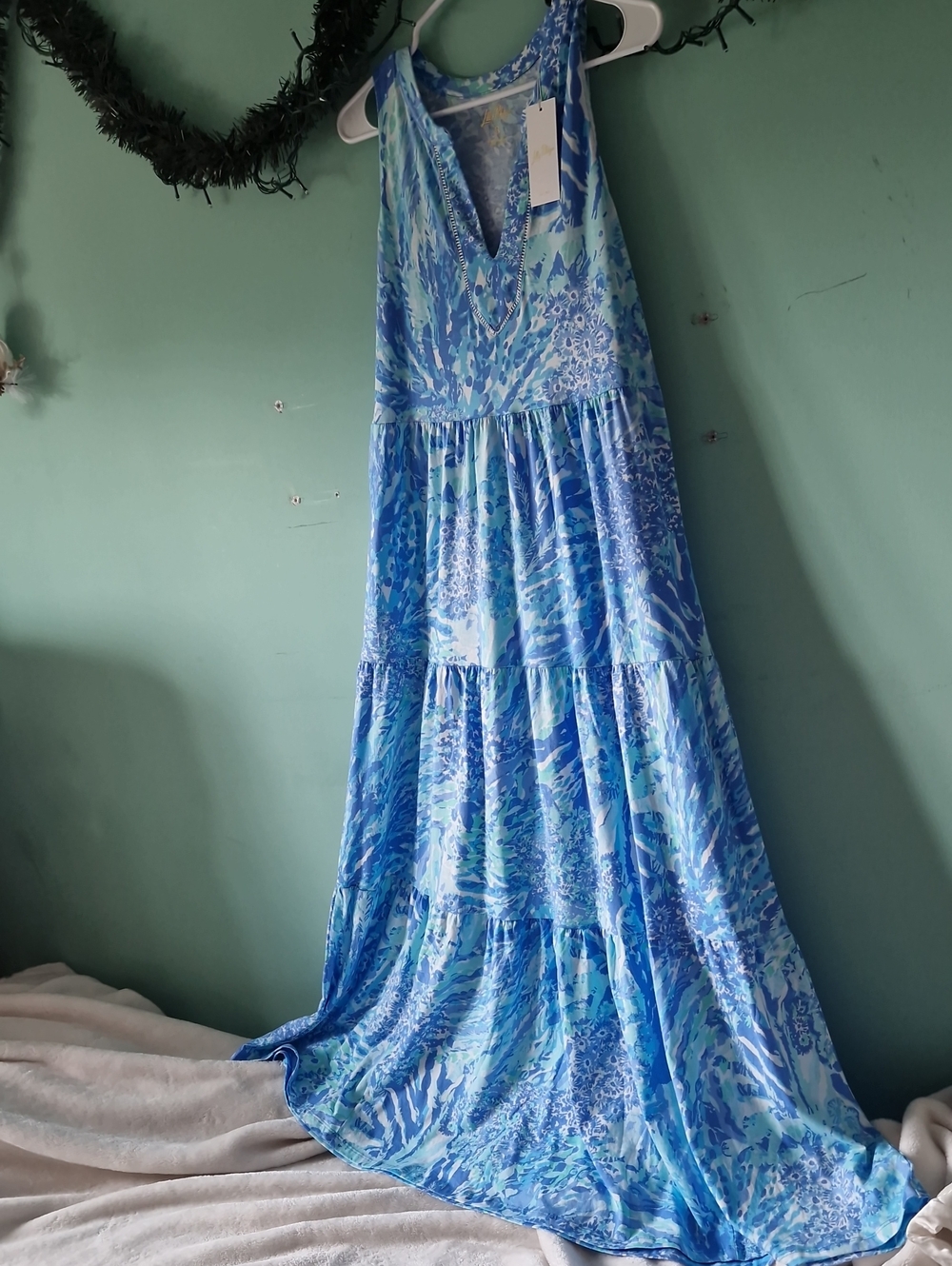 Lilly Pulitizer Blue Floral Tiered Maxi Dress - Casual Summer Style - Picture 6 of 7